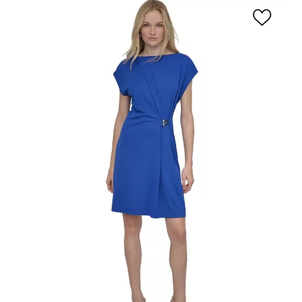 DKNY Women's Hardware-Trim Side-Ruched Dolman-Sleeve Dress